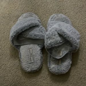 Fuzzy blue slippers